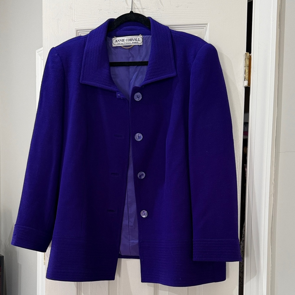Gorgeous Women's Purple Wool Button-Front Blazer Jacket